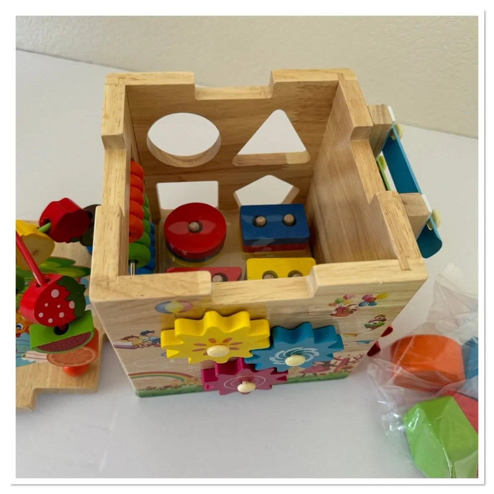 Wooden Activity Cube For Kids 18+Months Learning Toy
